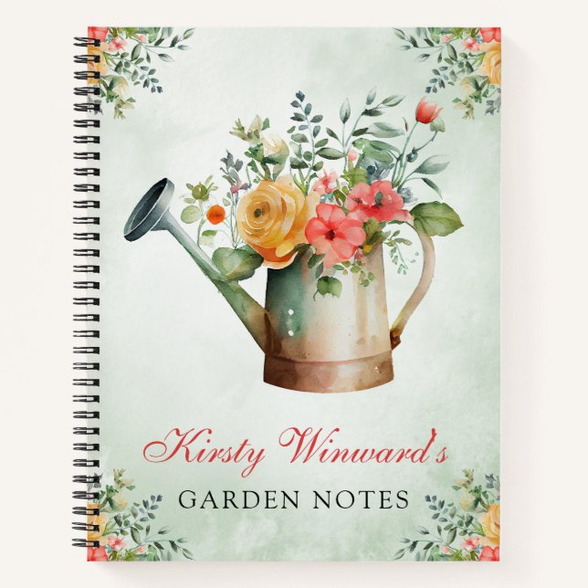 Carnet Arrosoir floral de printemps aquarelle Notes de ja (Devant)