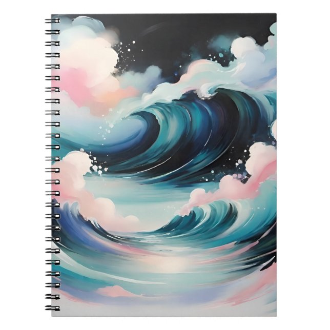 Carnet Art Abstrait avec vagues de l'océan (Devant)