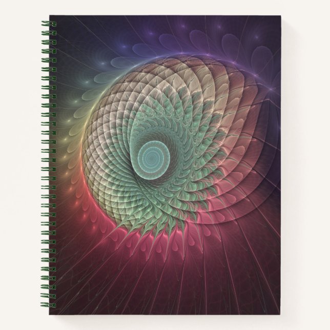 Carnet Art abstrait d'escargot coloré moderne fractal (Devant)