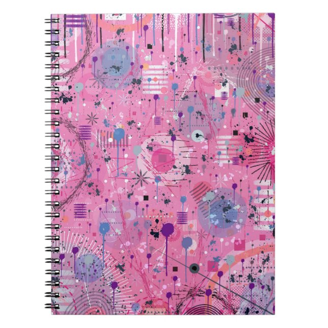 Carnet Art abstrait maximaliste rose  (Devant)