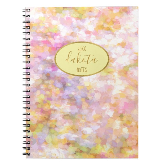 Carnet Art Abstrait Pastel jaune pâle Impressionnisme Not (Devant)
