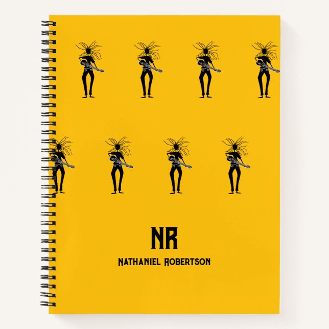 Carnet Art africain, Motif guitariste Silhouette (Devant)
