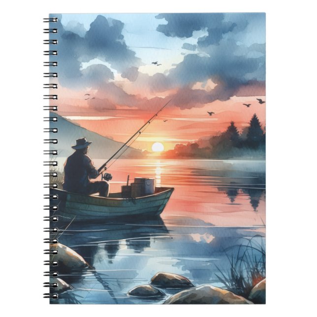 Carnet Art aquarelle de pêcheur (Devant)