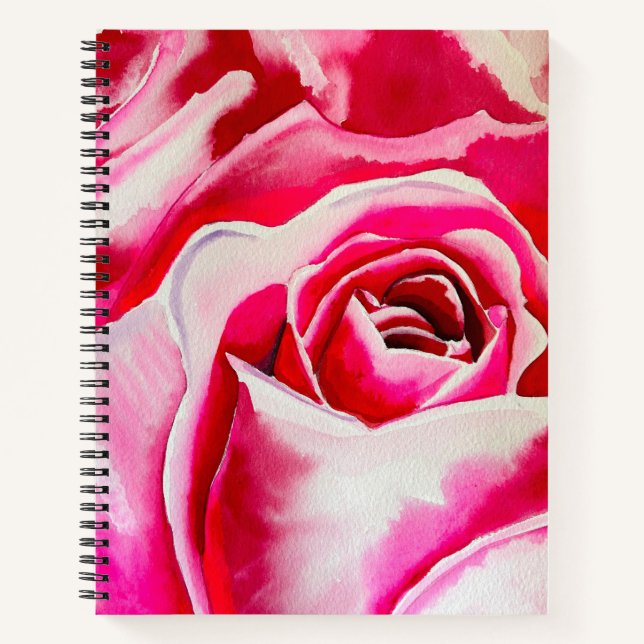 Carnet Art aquarelle de roses roses (Devant)