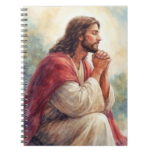 Carnet Art aquarelle Jésus en prière Foi chrétienne