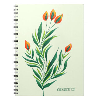 Carnet Art Botanique Vert Plante Orange Buds Abstrait
