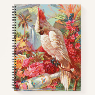 Carnet Art botanique vintage de cacatoès tropical et de r