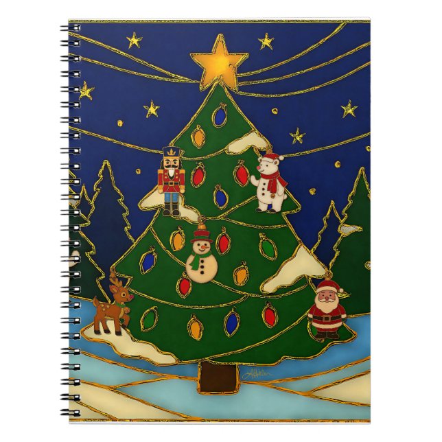 Carnet Art cloisonné Forêt fantaisiste Noël classique  (Devant)