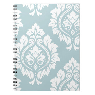 Carnet Art damassé décoratif I Blanc sur bleu œuf de cana
