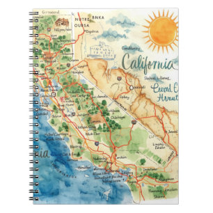 Carnet Art de carte de voyage de Californie à l'aquarelle