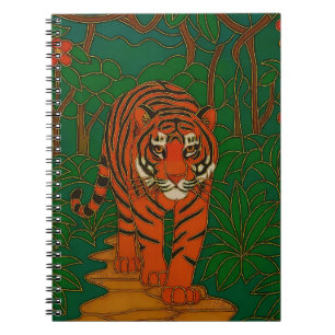 Carnet Art de cloisonné Tigre sur le chemin de la jungle