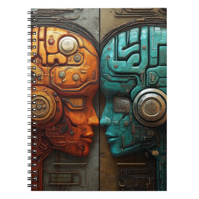 Carnet Art de couple d'androïde cyberpunk biomécanique (Devant)