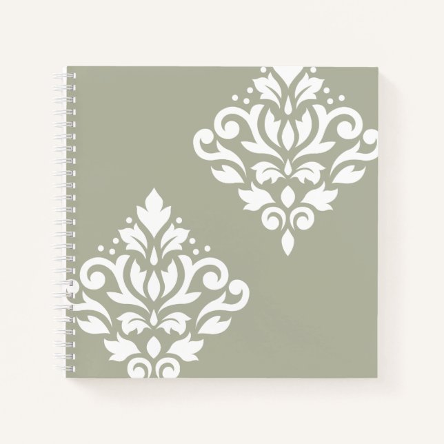 Carnet Art de Damas en rouleau I Blanc sur Vert (Devant)