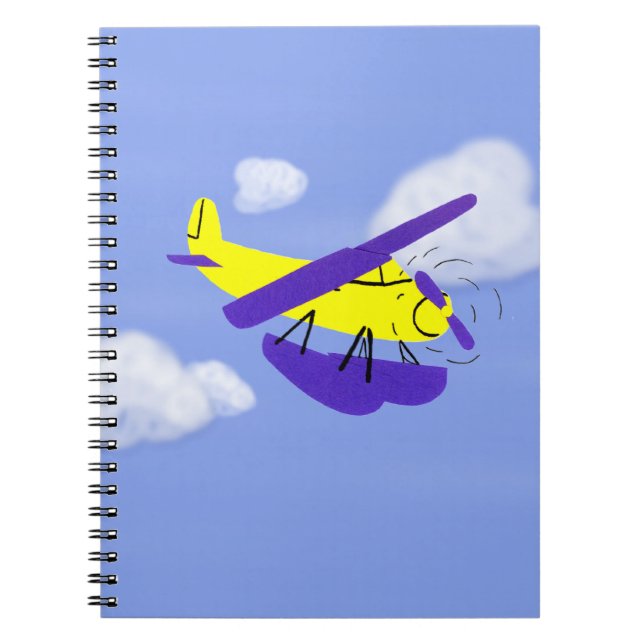Carnet Art de dessin animé jaune et bleu d'avion (Devant)