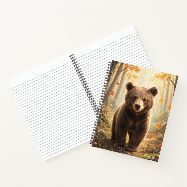 Carnet Art de faune forestière de l'ours brun d'automne (Intérieur)