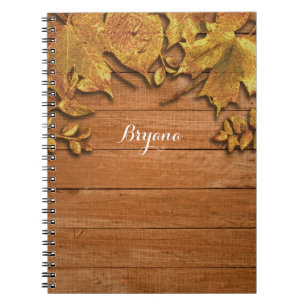 Carnet Art de feuille d'or factice d'automne élégant