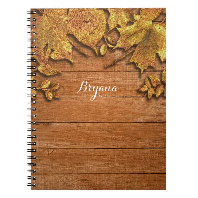 Carnet Art de feuille d'or factice d'automne élégant (Devant)