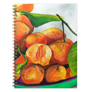 Carnet art de fruit à l'aquarelle orange mandarine