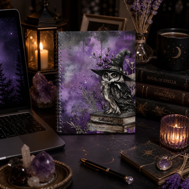 Carnet Art de la chouette mystique violette sorcière avec (Créateur téléchargé)