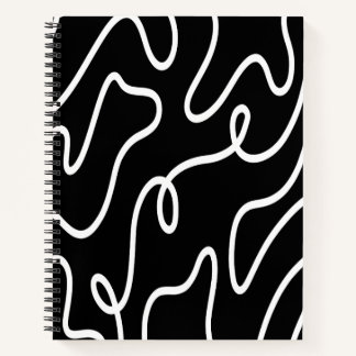 Carnet Art de ligne ondulée noir et blanc minimaliste 
