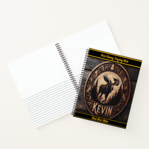 Carnet Art de l'orignal sur plaque de bois sombre