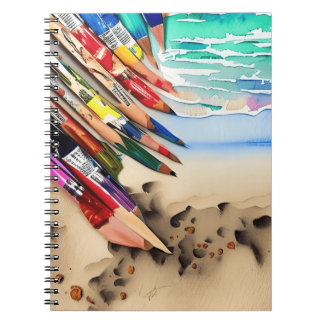 Carnet Art de plage aux crayons