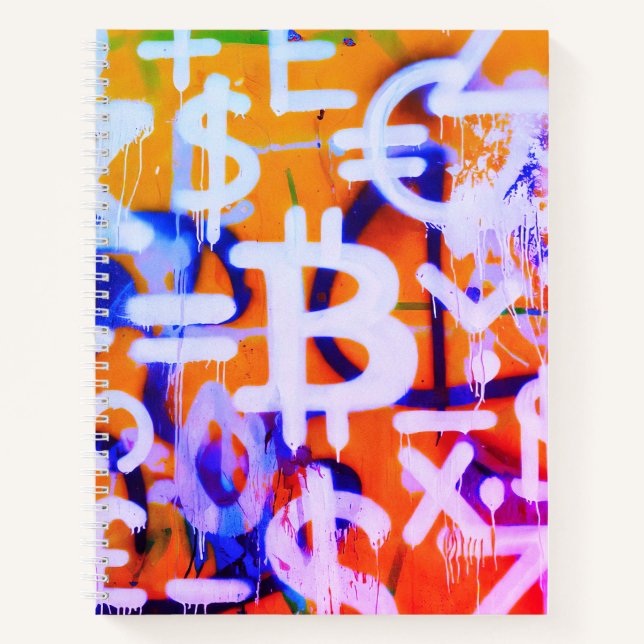 Carnet Art de rue Bitcoin (Peinture orange n° 2) (Devant)