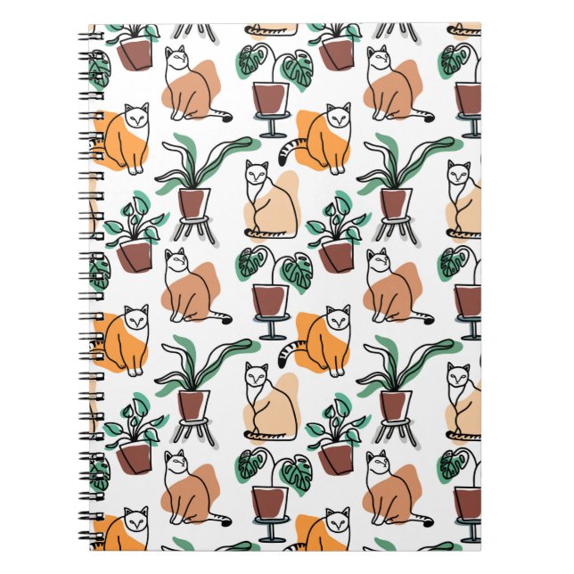 Carnet Art de trait dessin chats et fleurs (Devant)