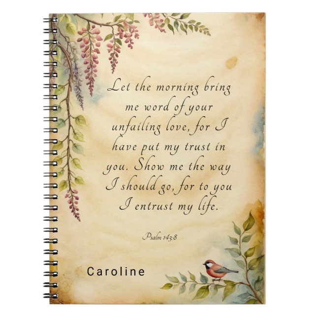 Carnet Art de versets bibliques chrétiens personnalisable (Devant)