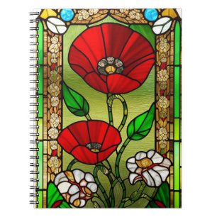 Carnet Art de vitrail fleur rouge vif