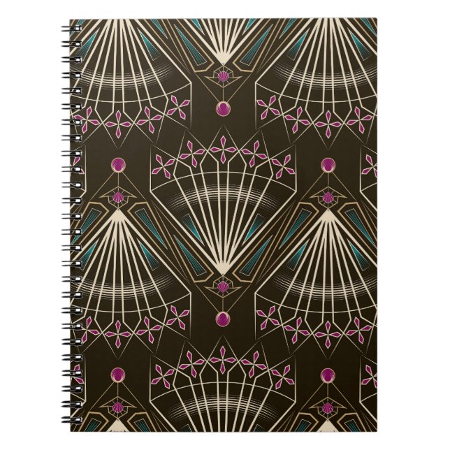 Carnet Art déco antique, motif géométrique (Devant)