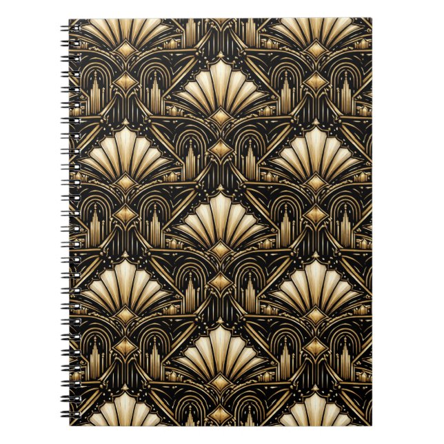 Carnet Art Déco Architectural | Classique Noir Or (Devant)