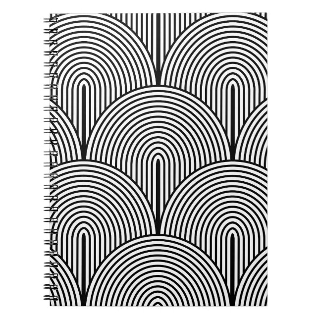 Carnet Art Déco, Blanc Noir Luxe. (Devant)
