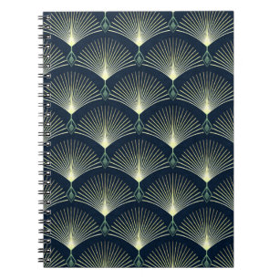 Carnet Art Déco Bleu foncé Motif géométrique élégan