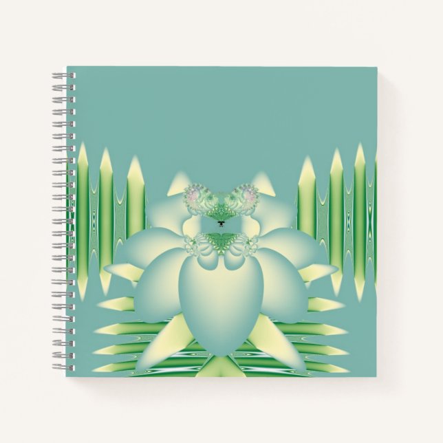 Carnet Art Déco Fleur Fractale Lotus Menthe (Devant)