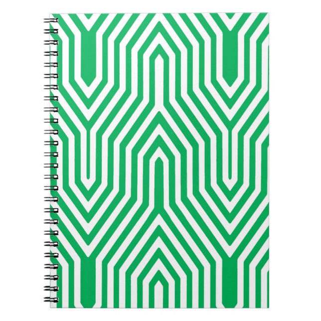 Carnet Art Déco géométrique - Jade vert et blanc (Devant)