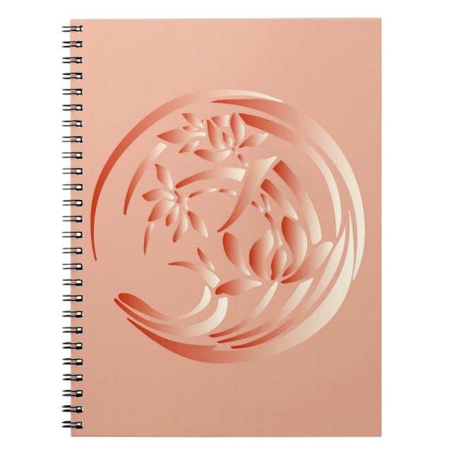 Carnet Art Déco Lily motif - corail orange (Devant)