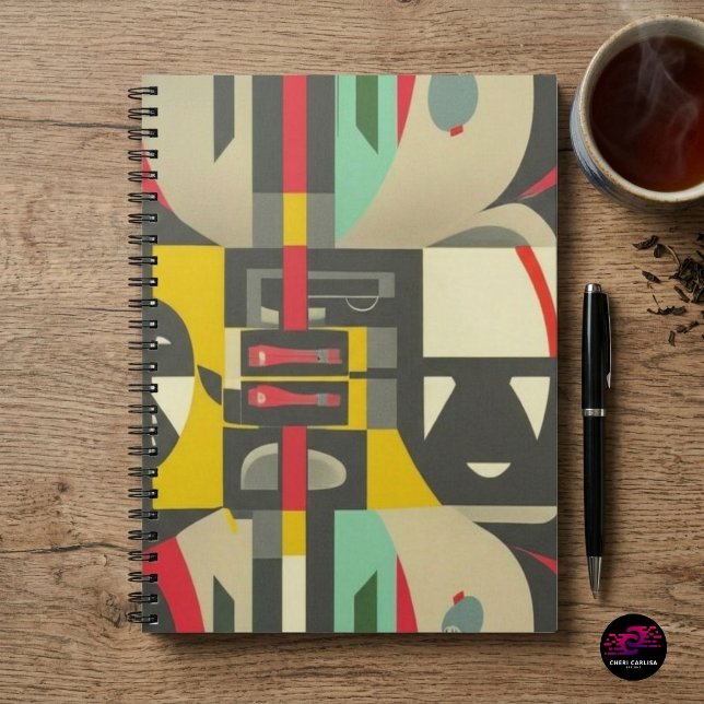 Carnet Art Déco rencontre le style moderne du milieu du s (Mid-Century Modern lines and Art Deco energy wrapped into one bold notebook design.)