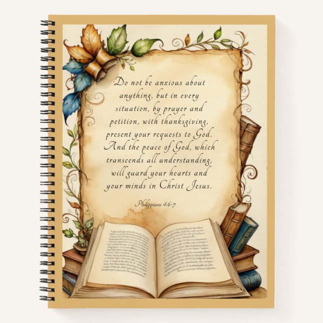Carnet Art du verset biblique chrétien Philippiens 4:6-7 (Devant)