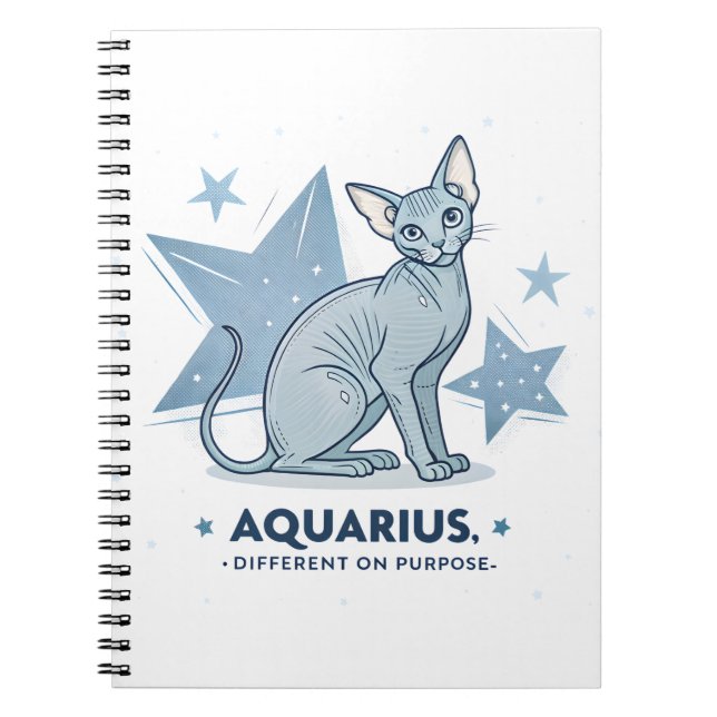 Carnet Art du zodiaque Verseau Chat Sphynx Different Purp (Devant)