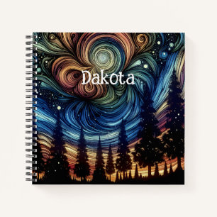 Carnet Art éthéré mystique avec des arbres et un ciel noc