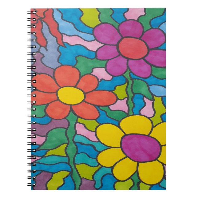 Carnet Art Fleur Hippie Rétro  (Devant)