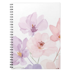 Carnet Art floral aquarelle doux – Rose pastel et lilas