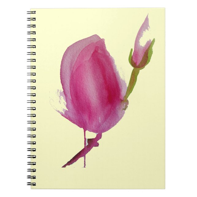 Carnet Art floral aquarelle Magnolia rose (Devant)