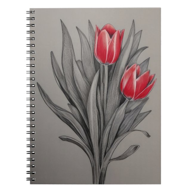 Carnet Art Floral des Tulipes Rouges (Devant)