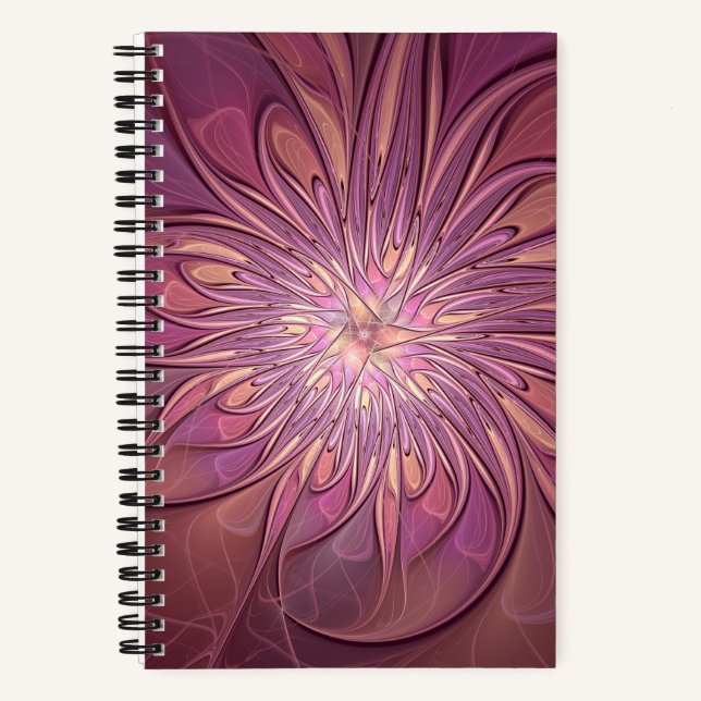 Carnet Art floral fractal moderne abstrait couleurs de ba (Recto)