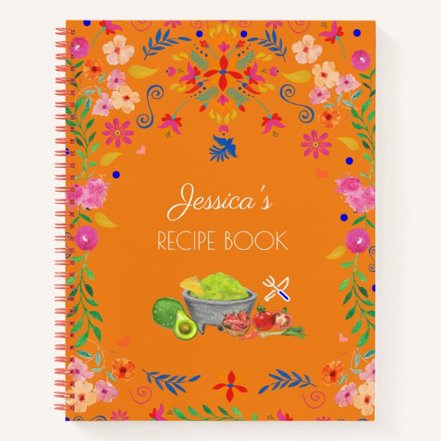 Carnet Art floral mexicain Nom Recette Réserver un cadeau (Devant)