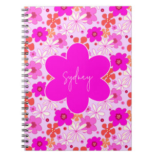 Carnet Art floral rétro rose motif sans couture adolescen