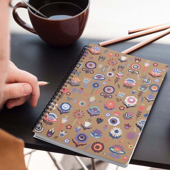 Carnet Art folklorique Botanique Motif sans couture (Folk Art Botanical Seamless Pattern Notebook)