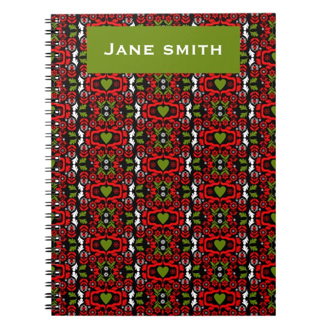 Carnet Art folklorique de fleurs abstraites boho (Devant)